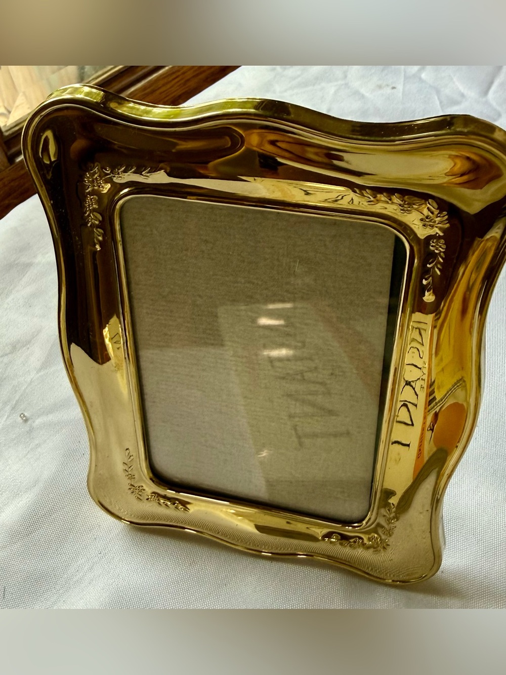 Pretty Vintage Brass Frame with Rounded Corners and Floral Details